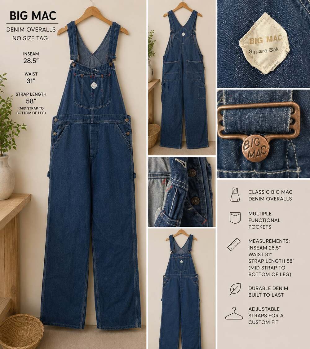 Vintage Big Mac Square Bak Denim Overalls